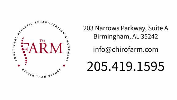 A picture that shows contact details for The Farm chiropractic center in Birmingham Alabama